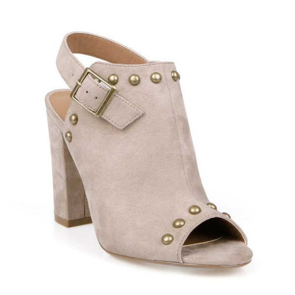 Peep toe stud booties
